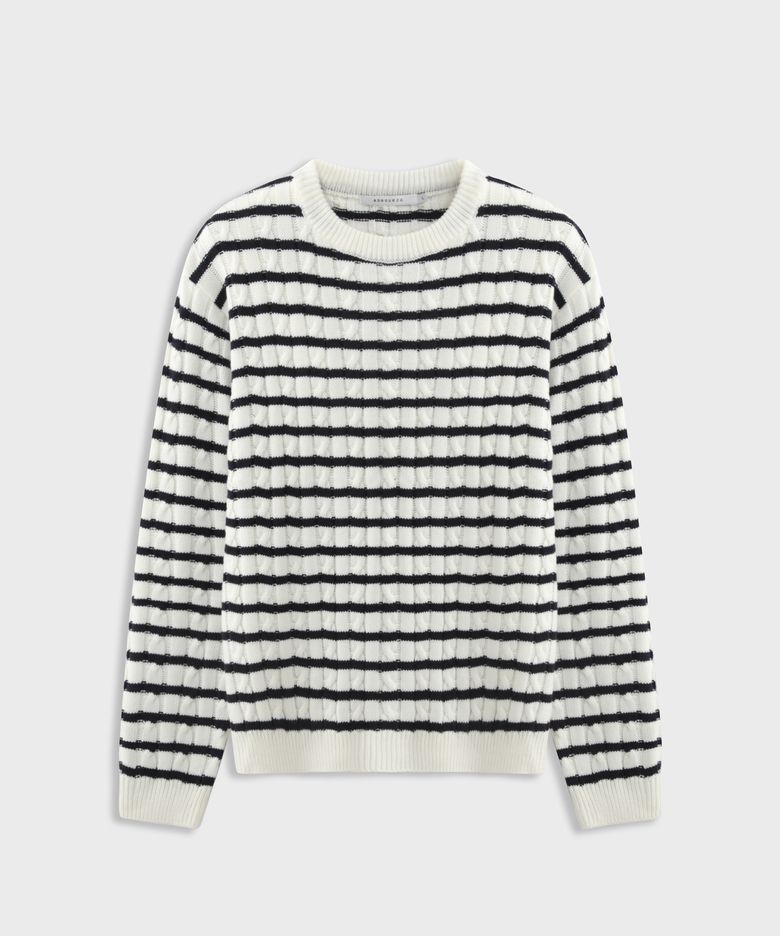 Cable Stripe Knit Ecru