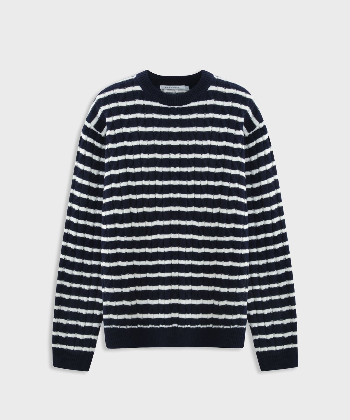 애쉬아워(ASHOUR) Cable Stripe Knit Navy