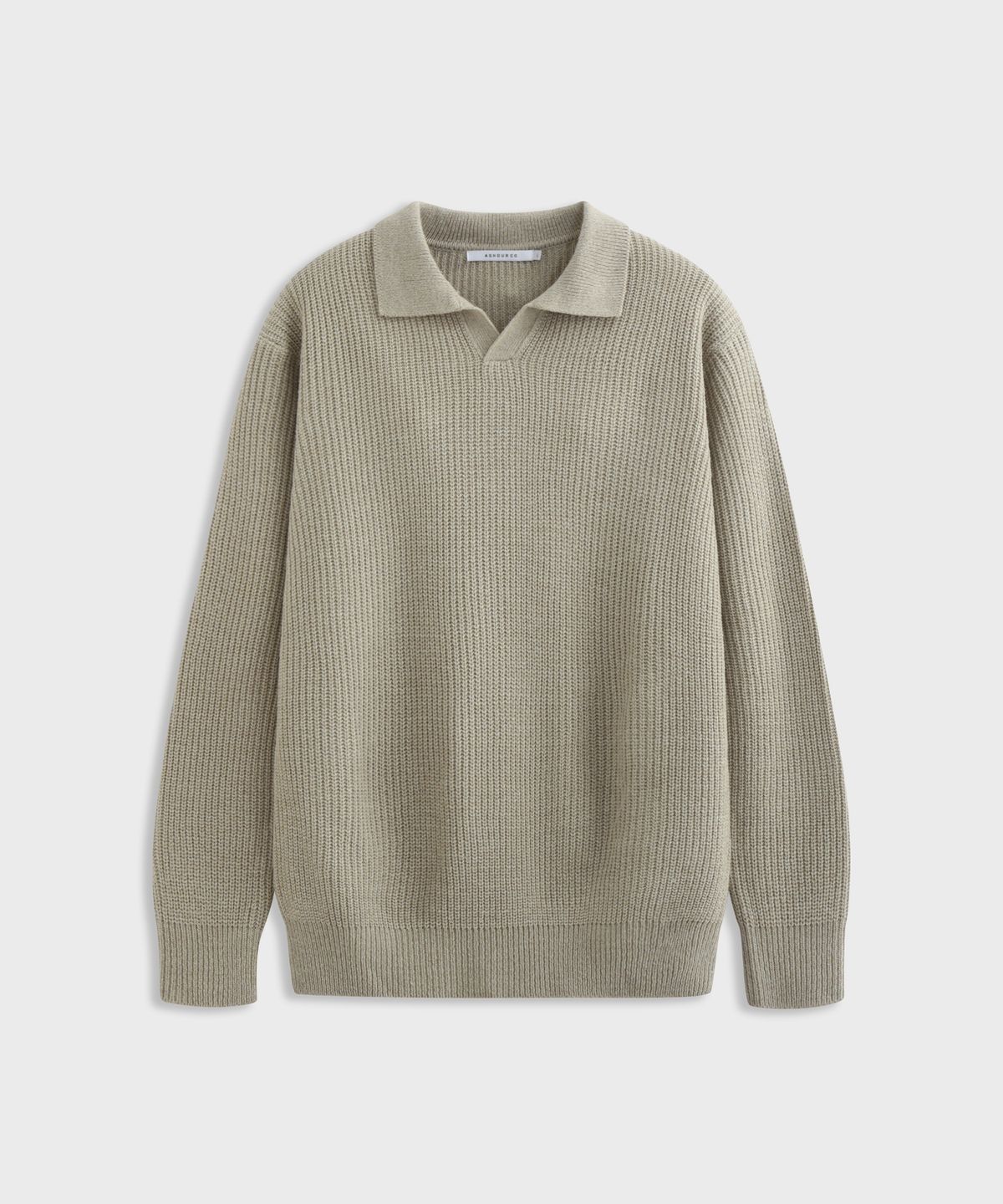 애쉬아워(ASHOUR) Open Collar Mixed Knit Beige