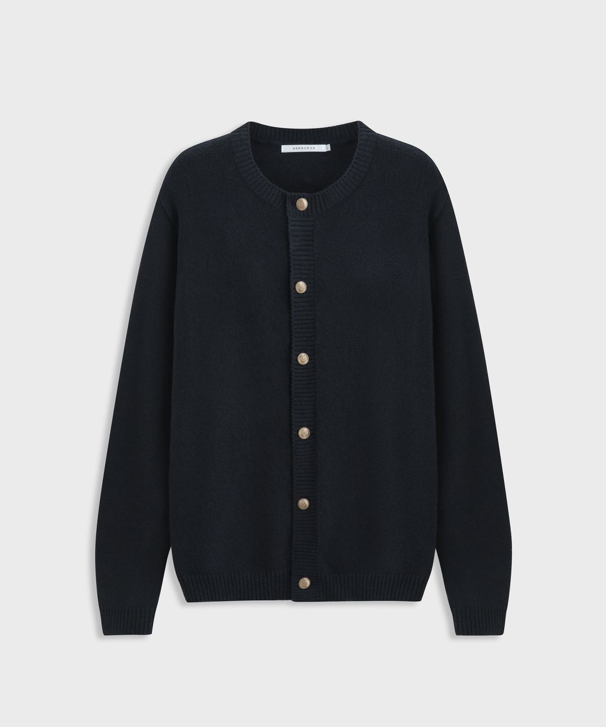 애쉬아워(ASHOUR) Round Neck Button Cardigan Navy
