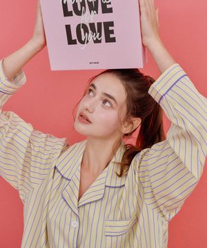 버터 크림 긴팔 파자마 세트