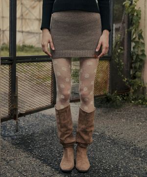 HCH 클래식 니트 미니 스커트_베이지