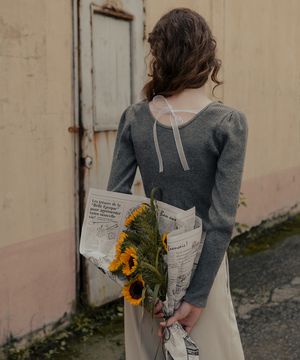 리본 타이 니트_그레이