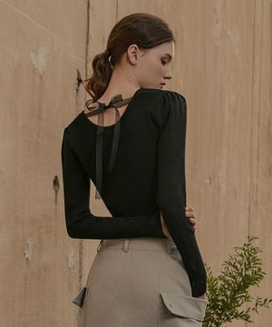 리본 타이 니트_블랙