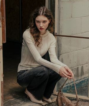 HCH 시스루 후디 니트_아이보리