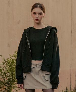 빈티지 로고 후드 집업_블랙