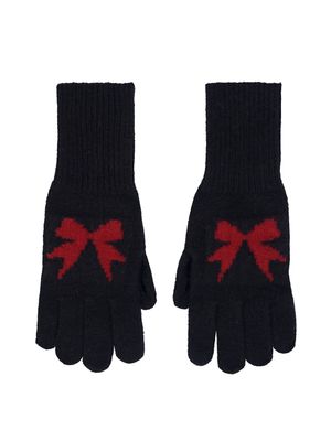 리본 울 장갑 (블랙)