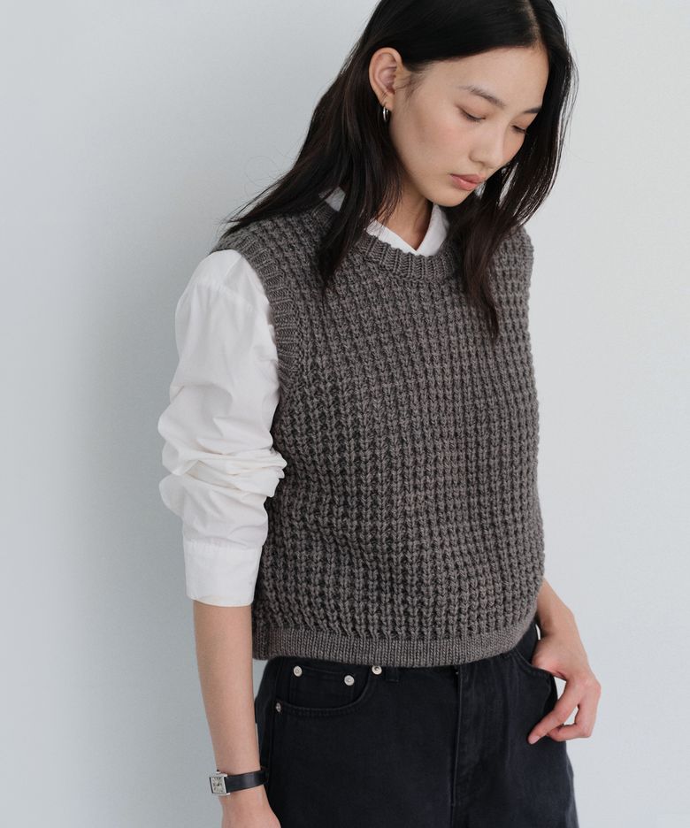 Waffle wool knit vest