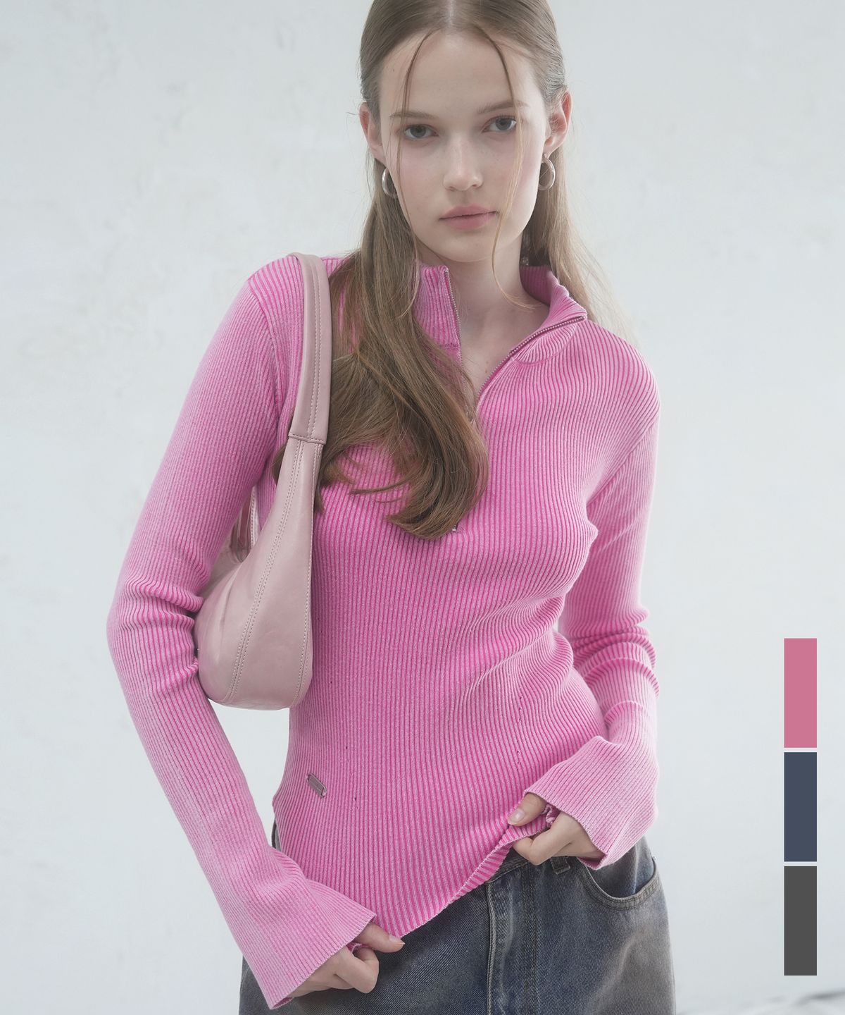 어반드레스(AVANDRESS) May Bell Sleeve Half Zip-up Knit - 3COL