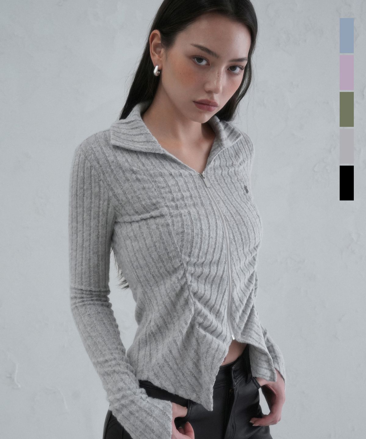 어반드레스(AVANDRESS) Faye shirring Zip-up - 5COL