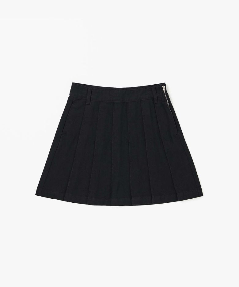 로우라이즈 플리츠 스커트 블랙