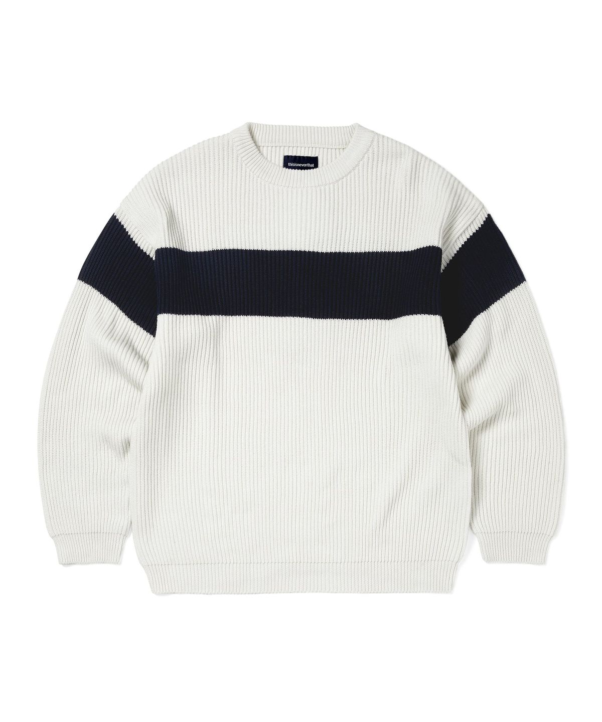 디스이즈네버댓(THISISNEVERTHAT) Washed Block Knit Sweater Ivory