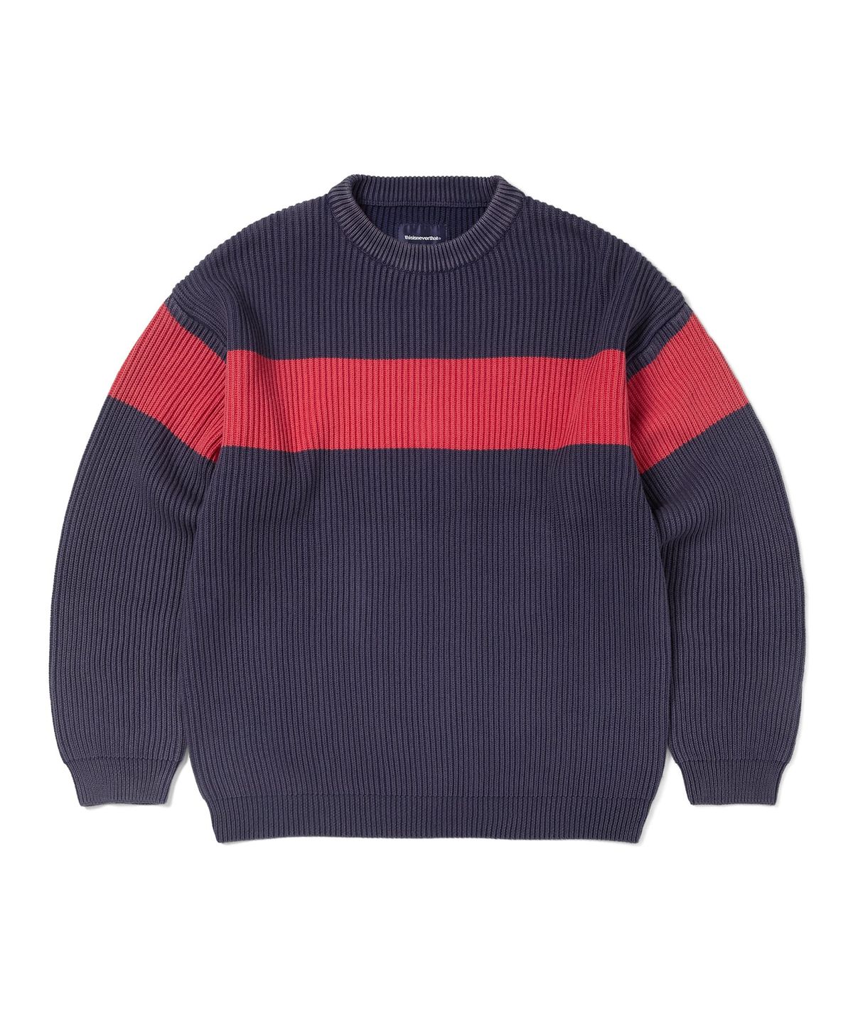디스이즈네버댓(THISISNEVERTHAT) Washed Block Knit Sweater Navy