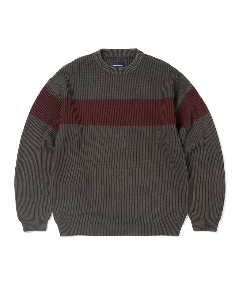 Washed Block Knit Sweater Charcoal