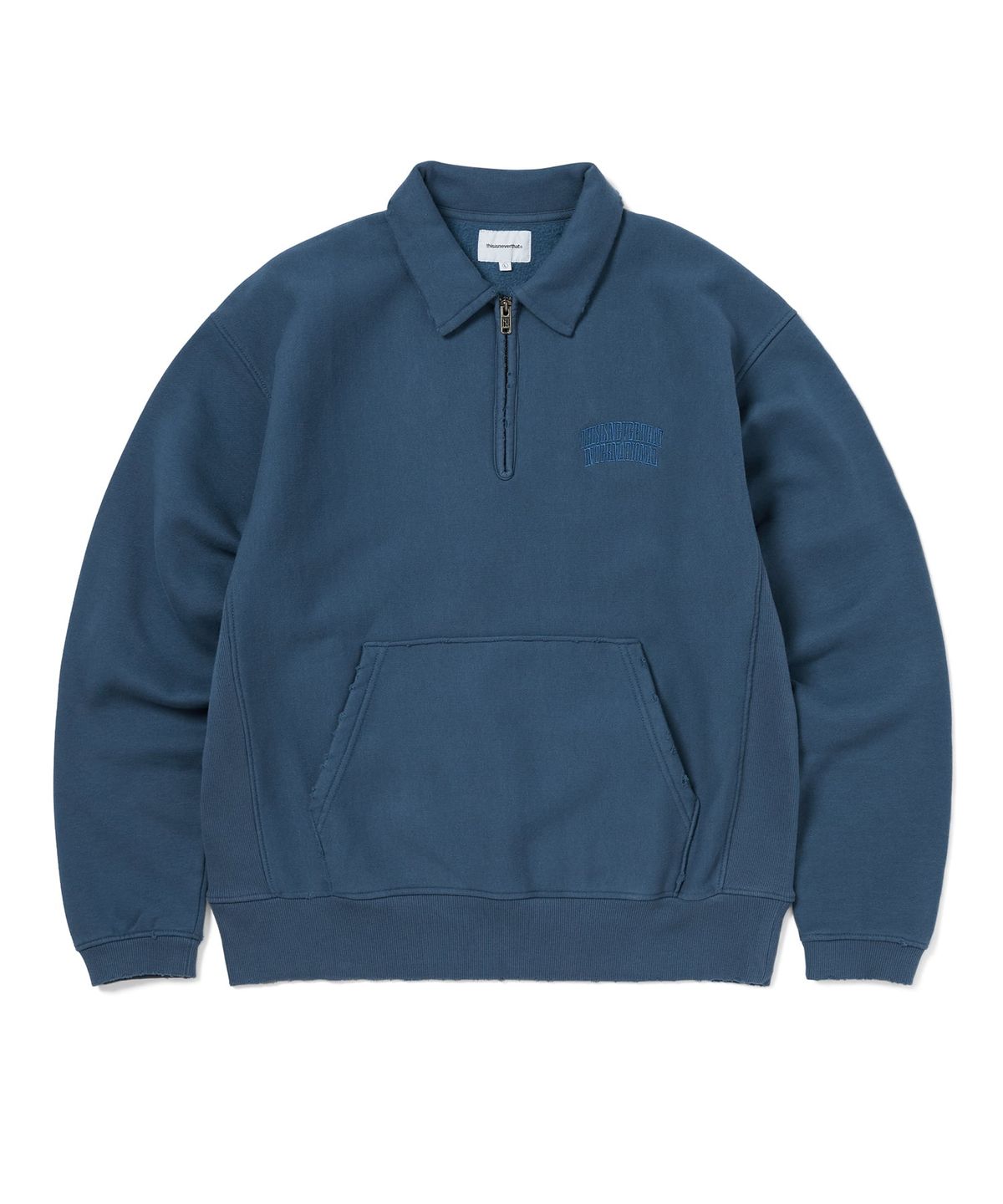 디스이즈네버댓(THISISNEVERTHAT) Damaged Half Zip Polo Sweatshirt Deep Water