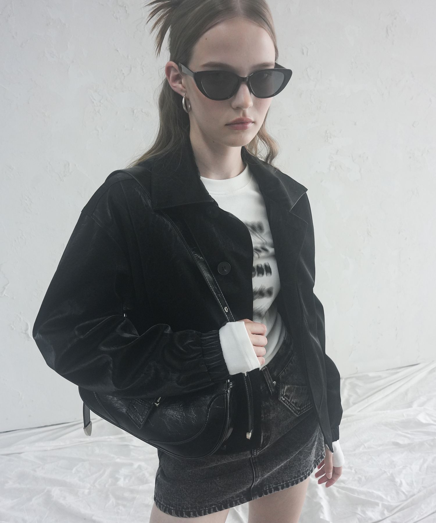 レザージャケット・コート AVANDRESS Calla Stitch Art Leather Jacket BLACK AVANDRESS ♥ Calla Stitch Art Leather Jacket /追跡付