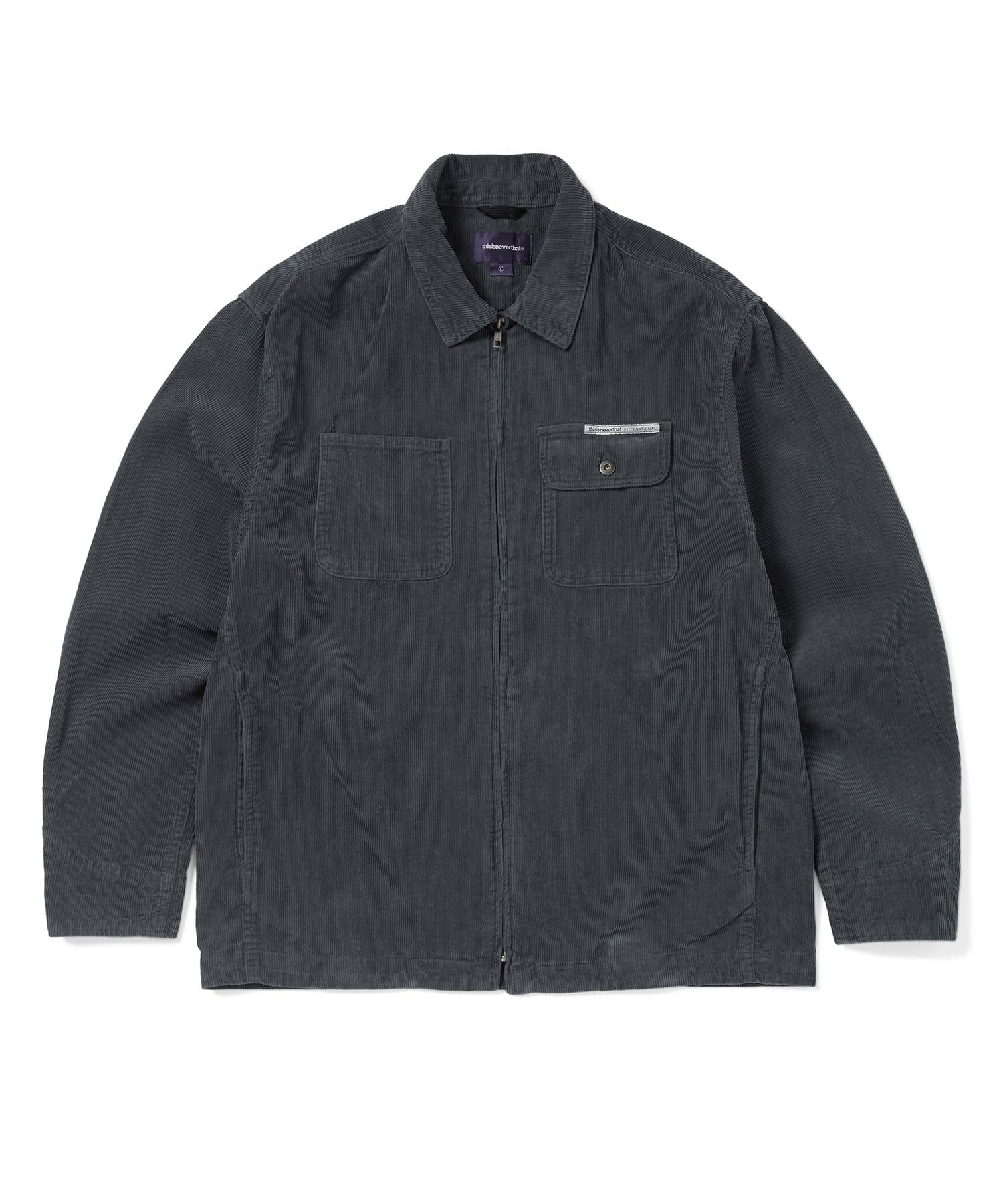 MUSINSA公式 | thisisneverthat Washed Corduroy Zip Jacket Dark Slate