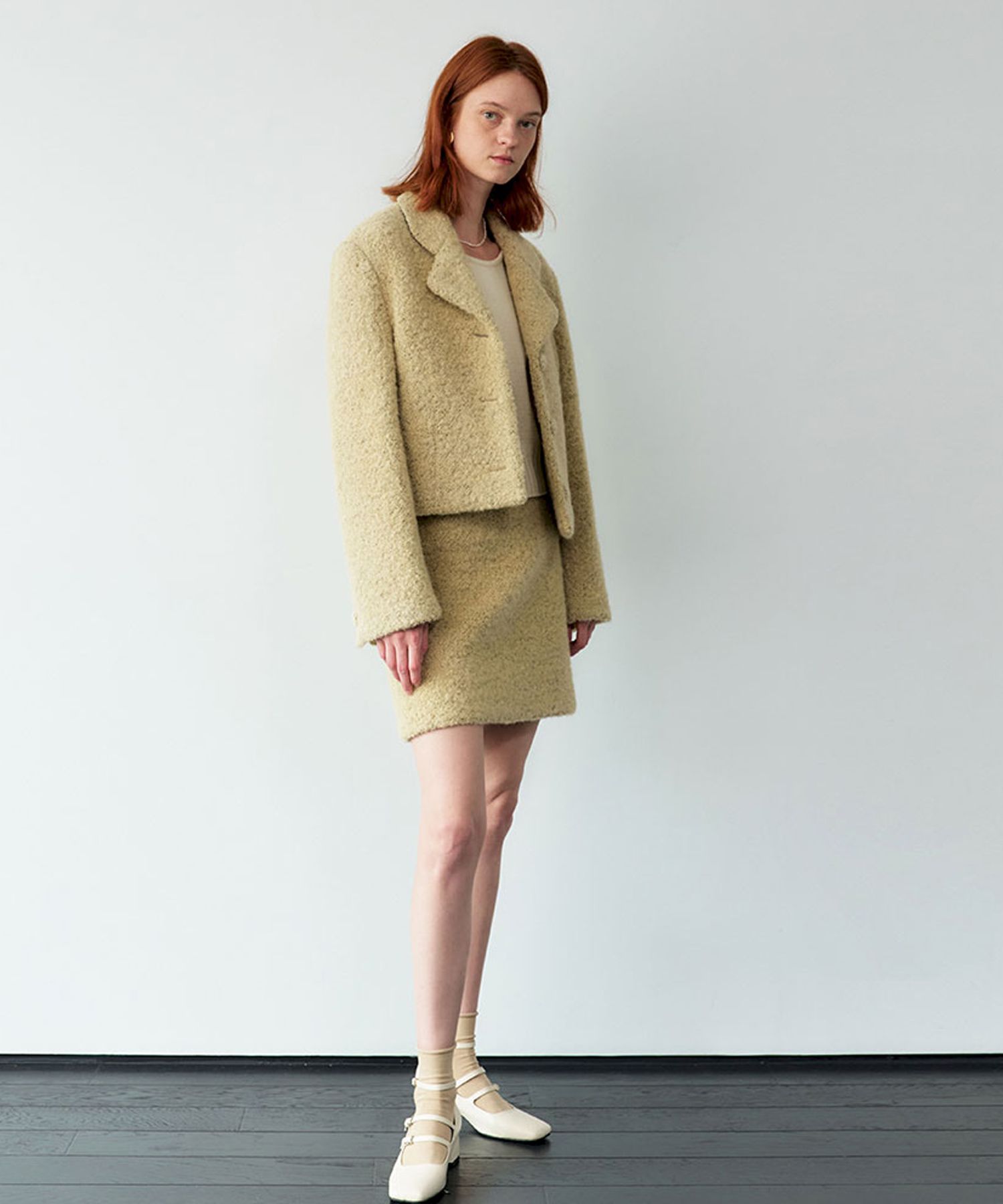★ MARRON EDITION★ 24 Fall_ Creamy Wool Ribbon Mini Skirt MUSINSA | MARRON EDITION 24 Fall_ Custard Melange Alpaca