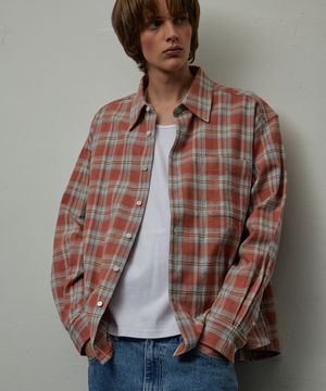 셔틀노트 올드클로젯 맥시대디 체크셔츠 오렌지스쿼시