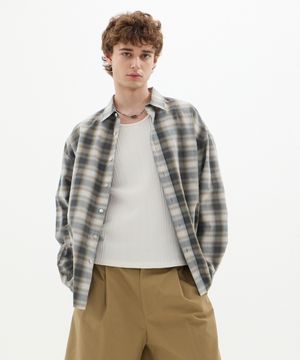 쿠와무라 오버사이즈 글렌파크 체크셔츠