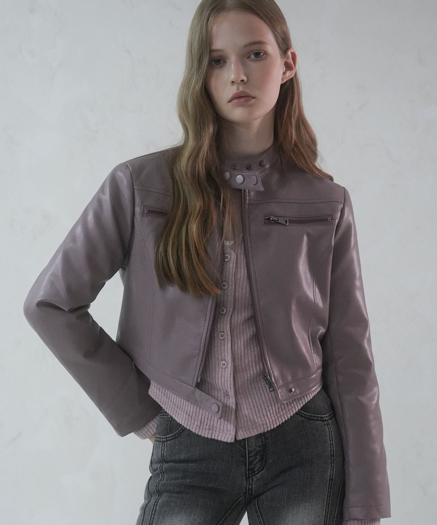 MUSINSA | TTUDEMENT FAUX LEATHER ZIP-UP JACKET BLACK