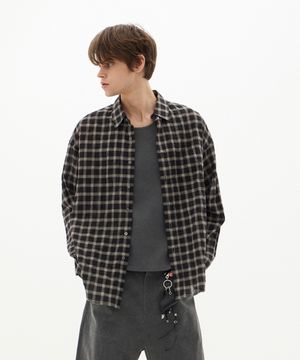 쿠와무라 내추럴 워시드 빈티지 체크셔츠