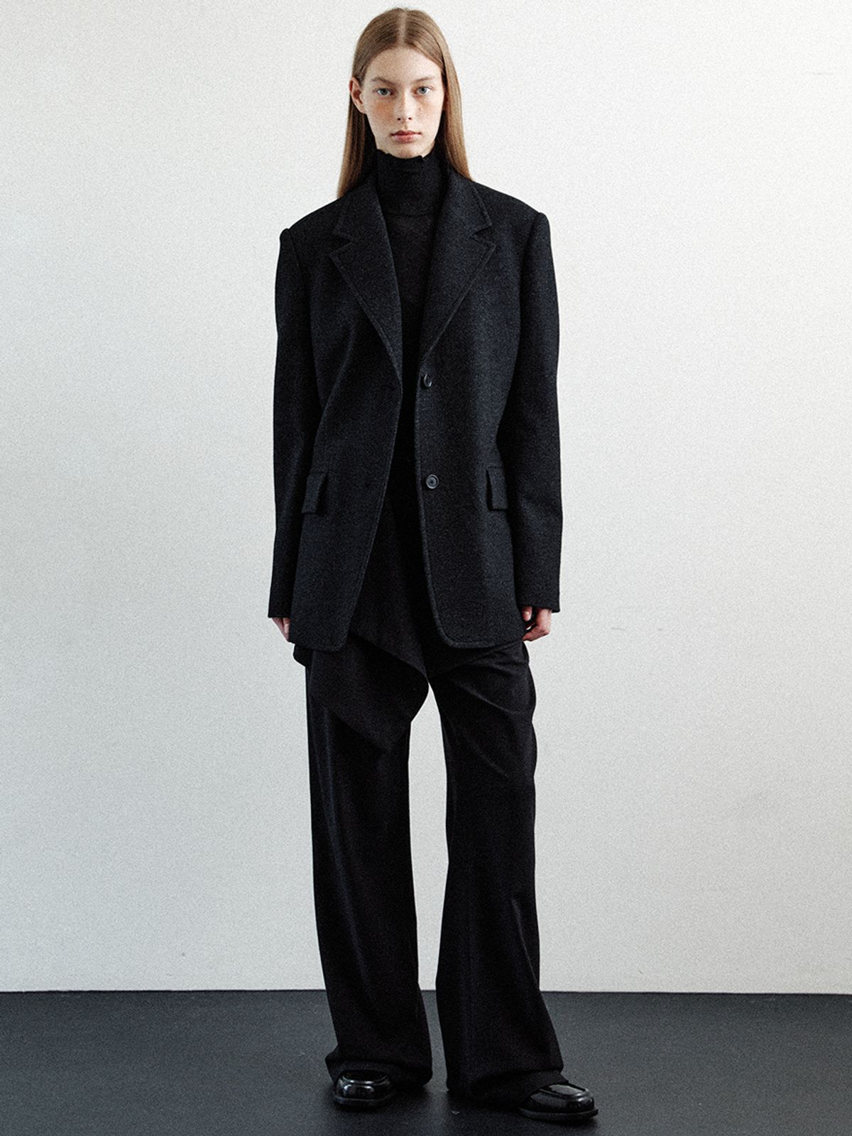 르(LE) wool over-fit blazer (black)