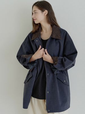 Corduroy Collar Safari Jumper - NAVY