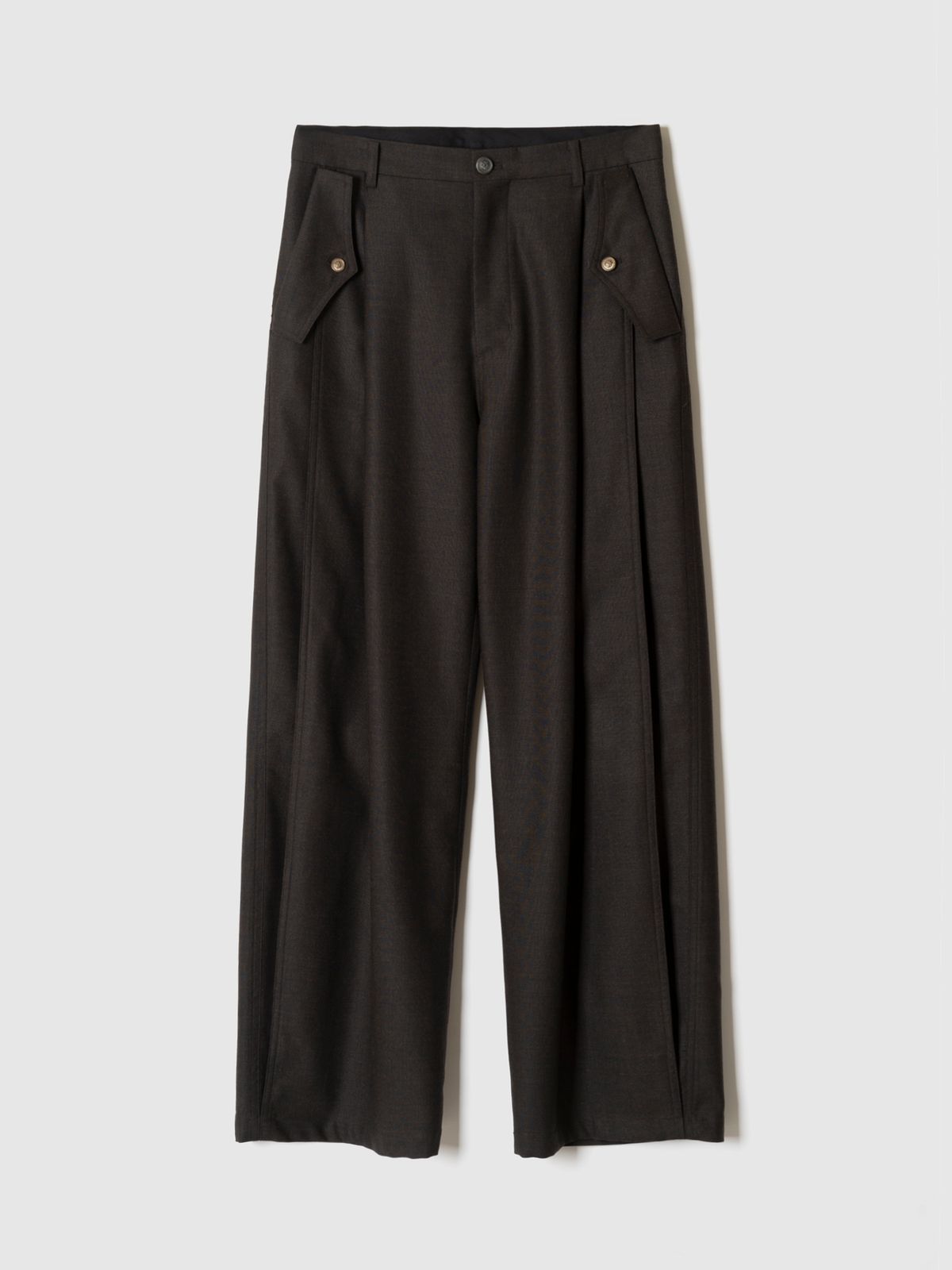 포커페이스(POKERFACE) TWO PLEATED FLAP PANTS OLIVE TREE