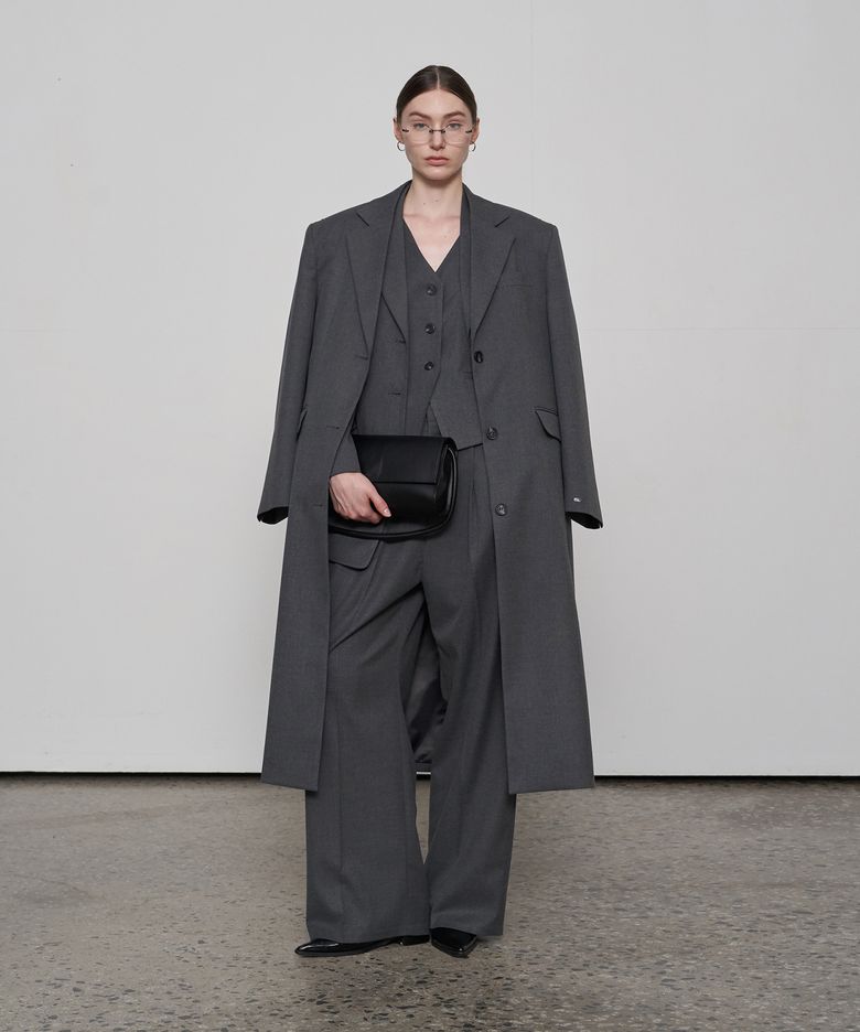 Oversized Wool Single Coat Gray