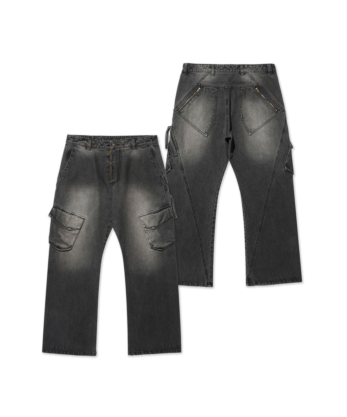 이스트쿤스트(ISTKUNST) BOOTSCUT CARGO JEANS_BLACK(IK2EFMD114A)