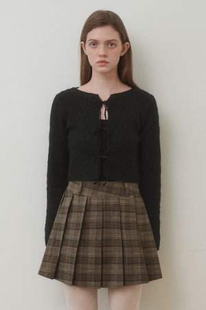 리본 가디건 블랙