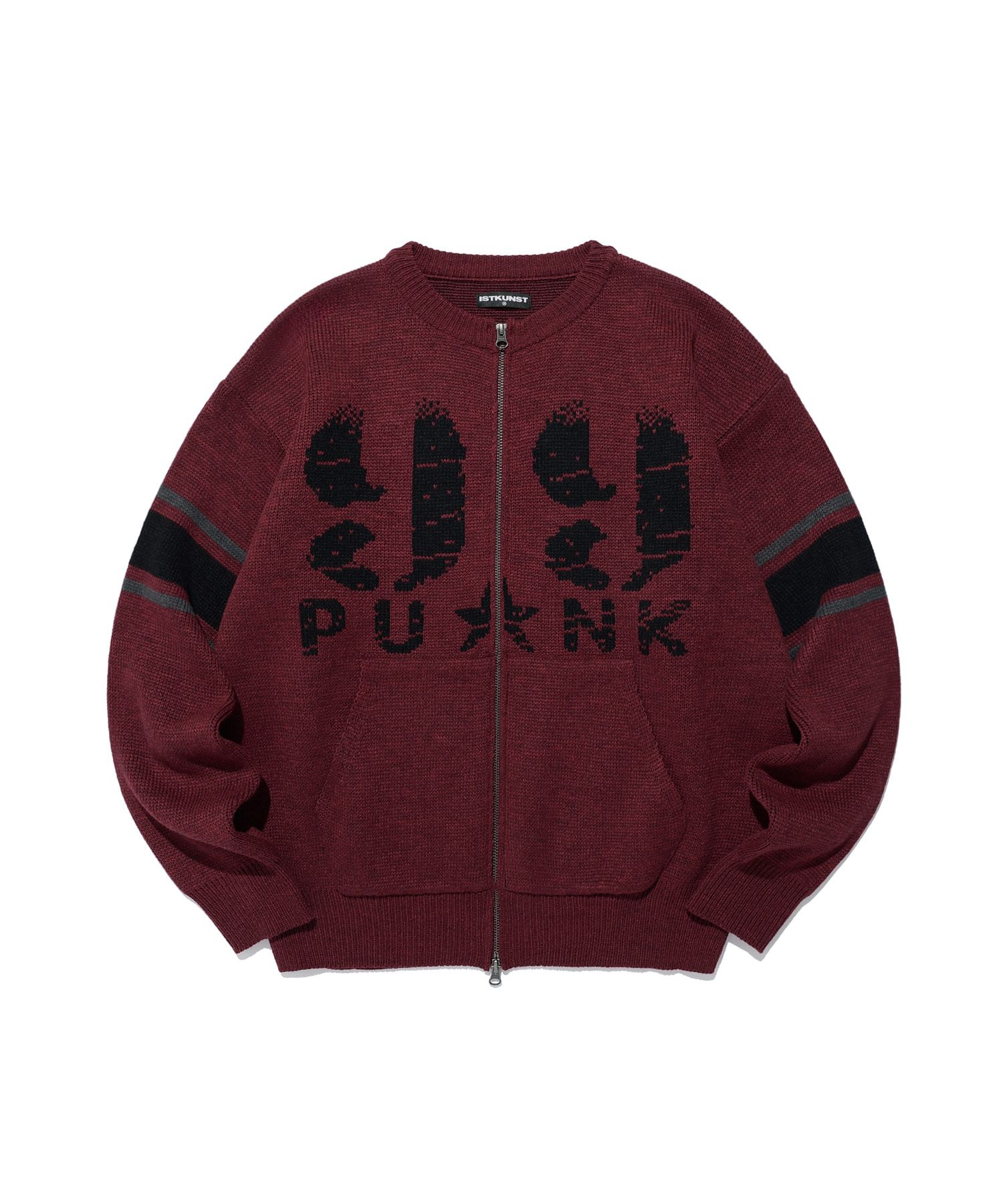 MUSINSA | ISTKUNST 99 PUNK ZIP UP KNIT_BURGUNDY(IK2EFMK684A)