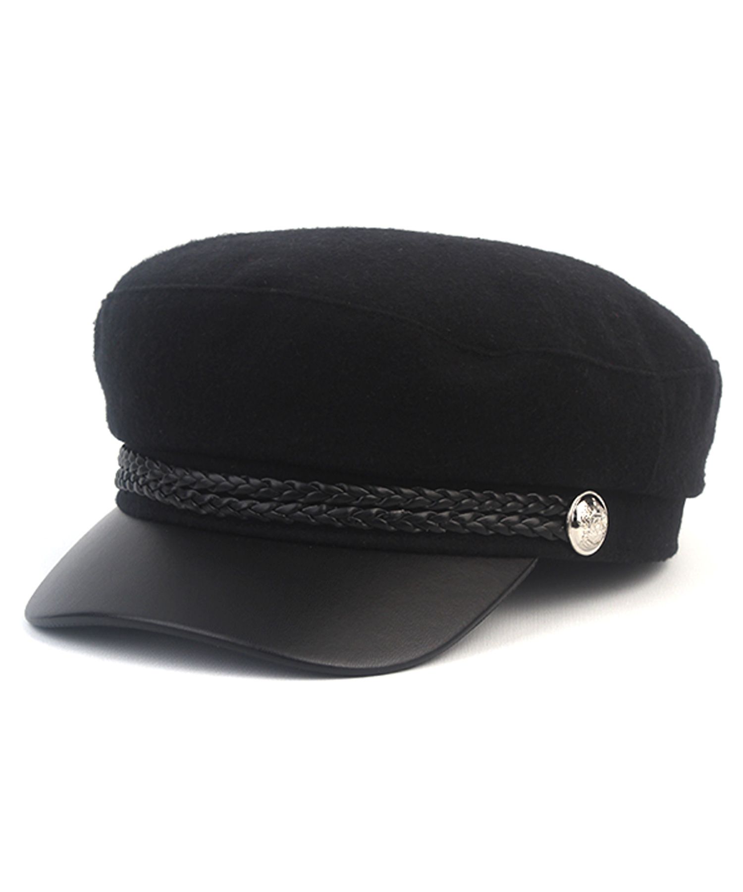 ★UNIVERSAL CHEMISTRY★ Leather Line Black Marine Cap Marine MUSINSA | UNIVERSAL CHEMISTRY Wool Punk Black Marine Cap