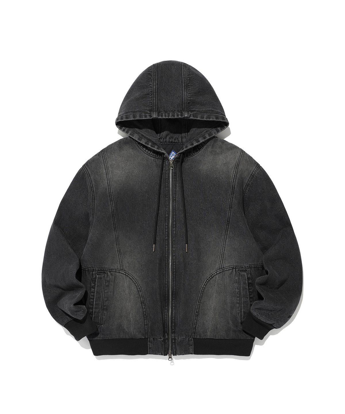 이스트쿤스트(ISTKUNST) PANELED DENIM HOOD ZIP-UP_BLACK(IK2EFMD111A)