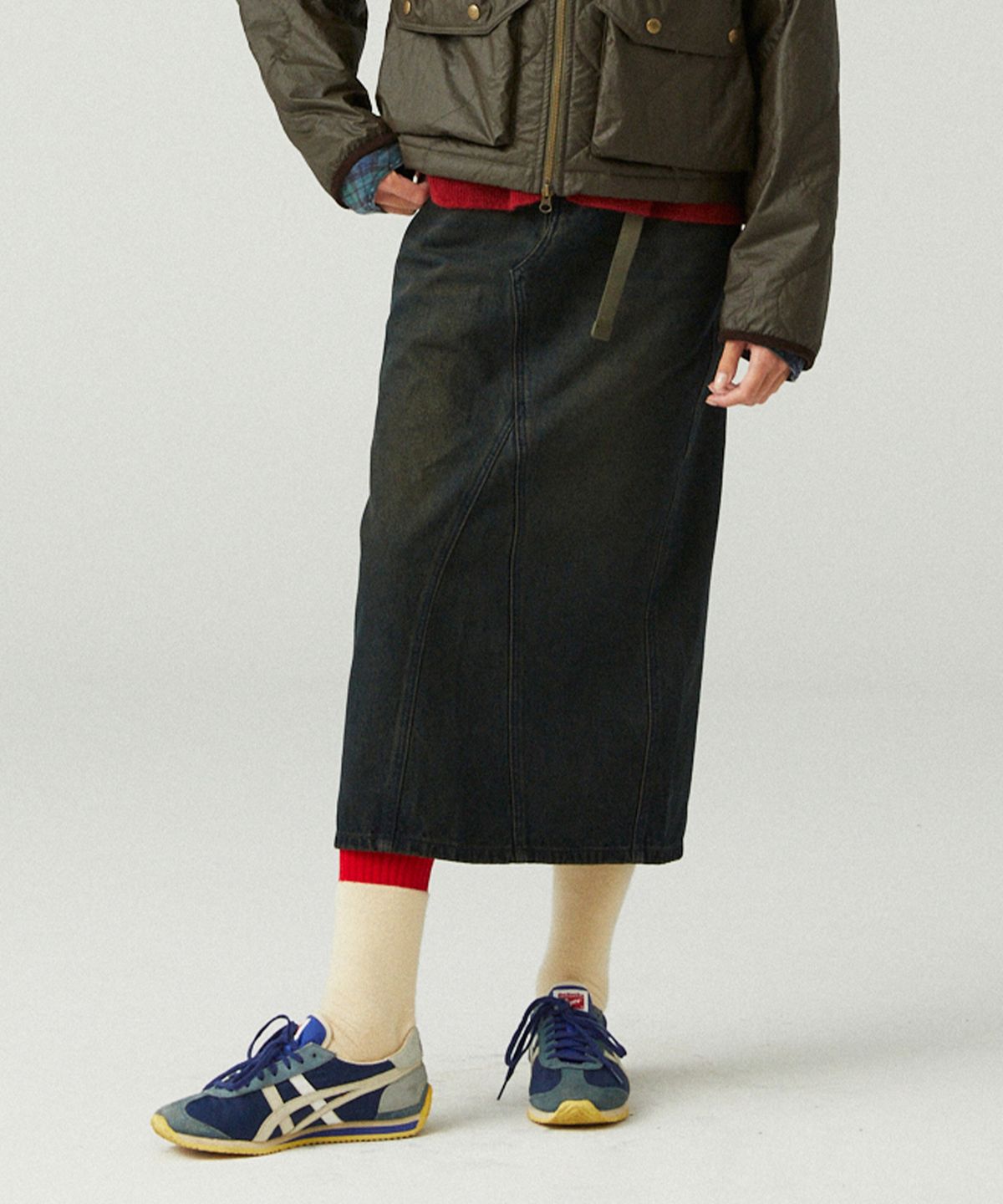 펜필드(PENFIELD) VINTAGE WASHED SLIT DENIM SKIRT DARK INDIGO_FQ3WS10F