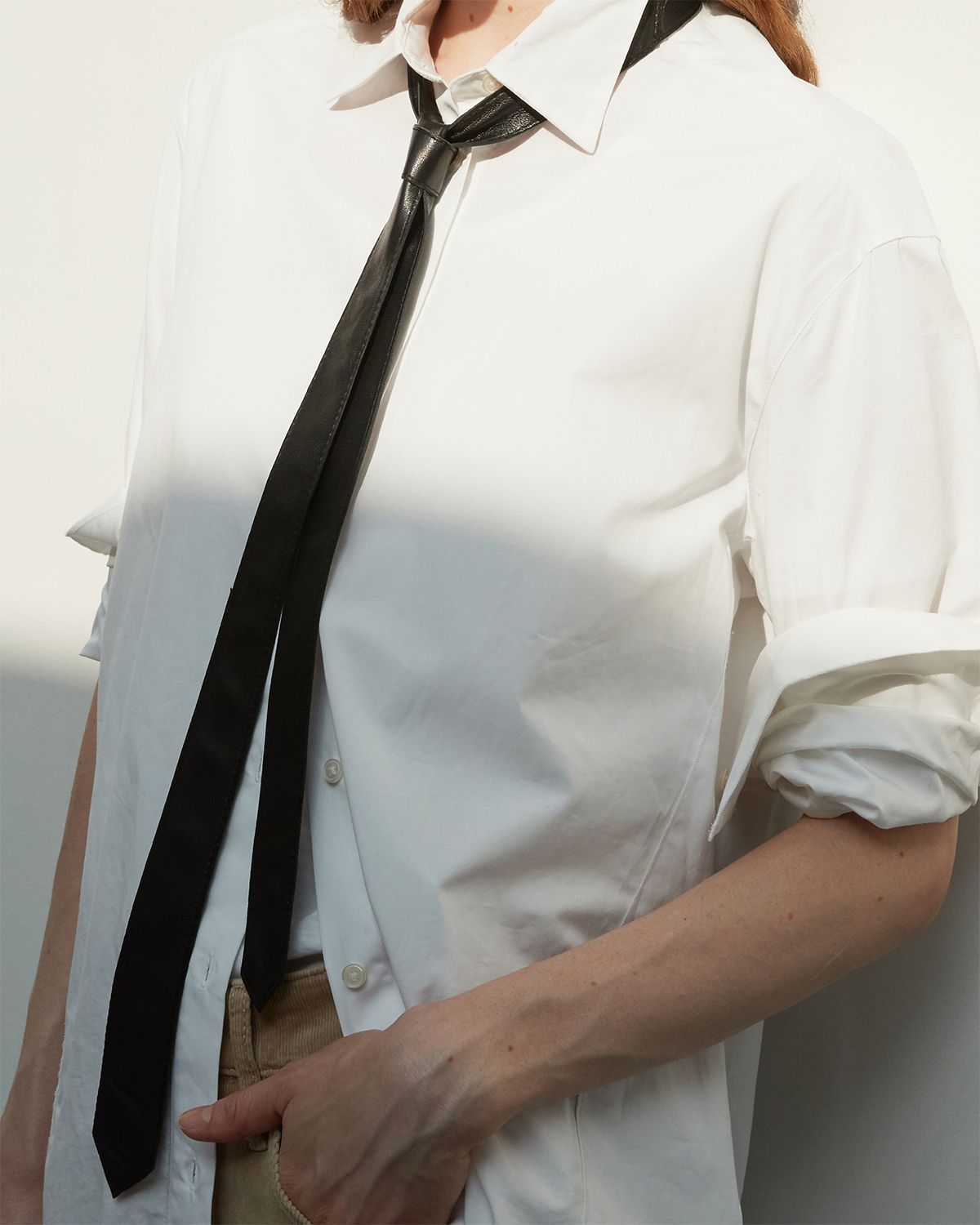 thin leather tie