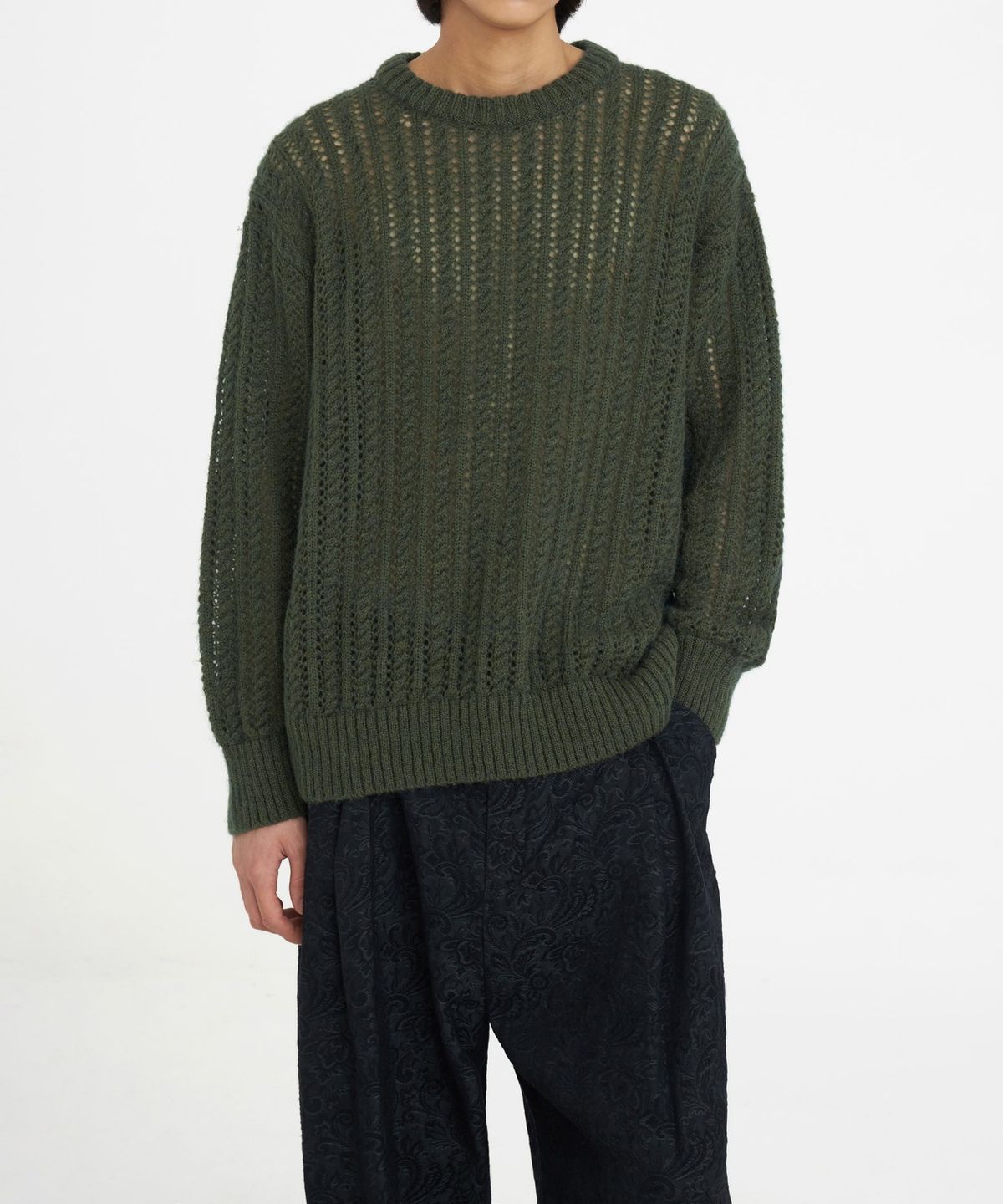 유스(YOUTH) Meshed Mohair Sweater_Olive