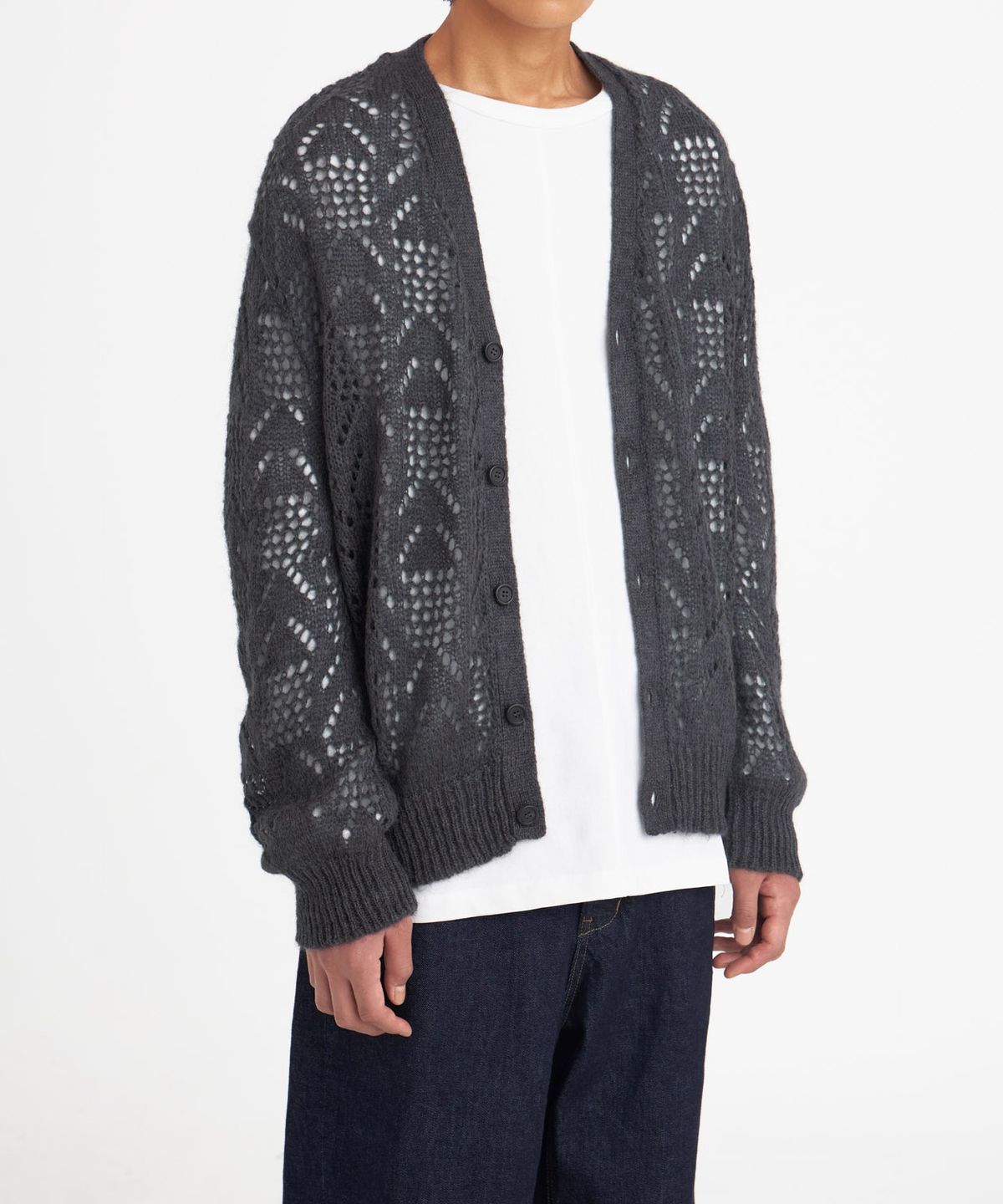 유스(YOUTH) Meshed Mohair Cardigan_Grey