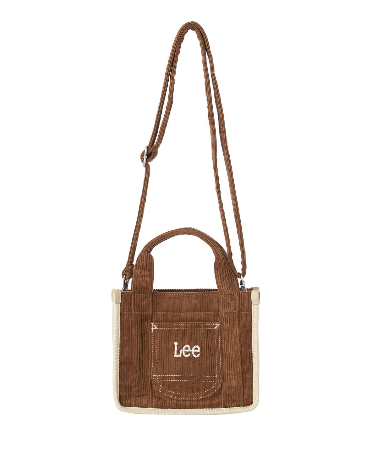 리(LEE) 코듀로이 스퀘어 투웨이 토트백 카멜
