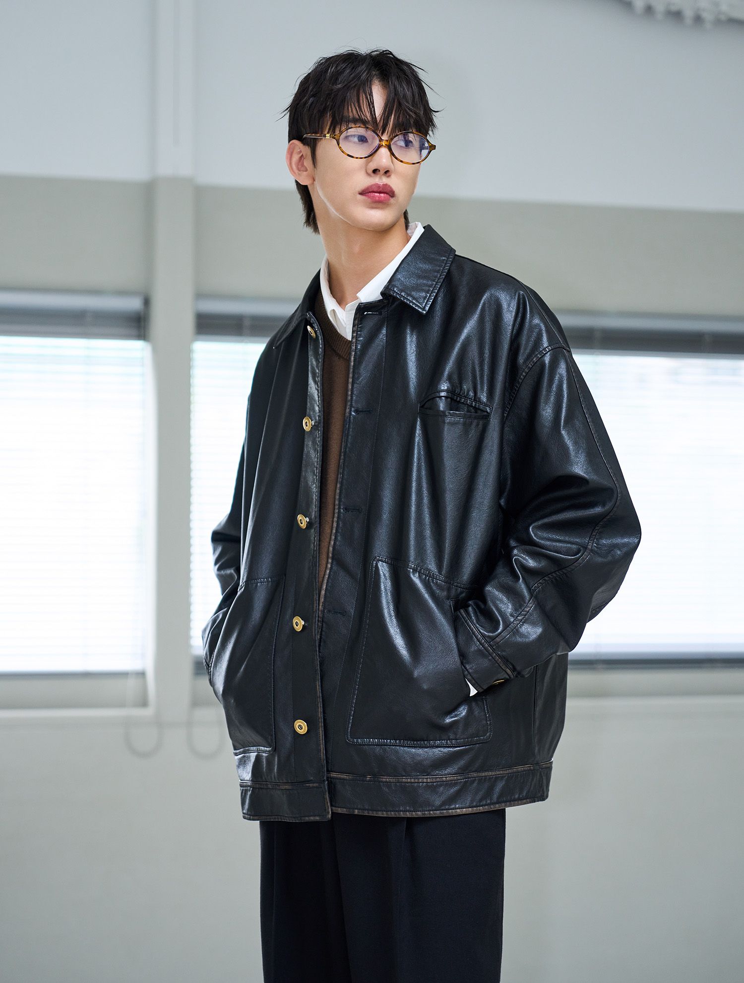 MUSINSA公式 | GENERAL IDEA ヴィンテージレザーマックジャケット