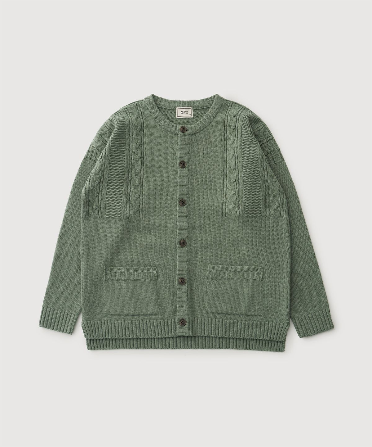 어나더 오피스(ANOTHER OFFICE) Guernsey Cardigan (Light Green)