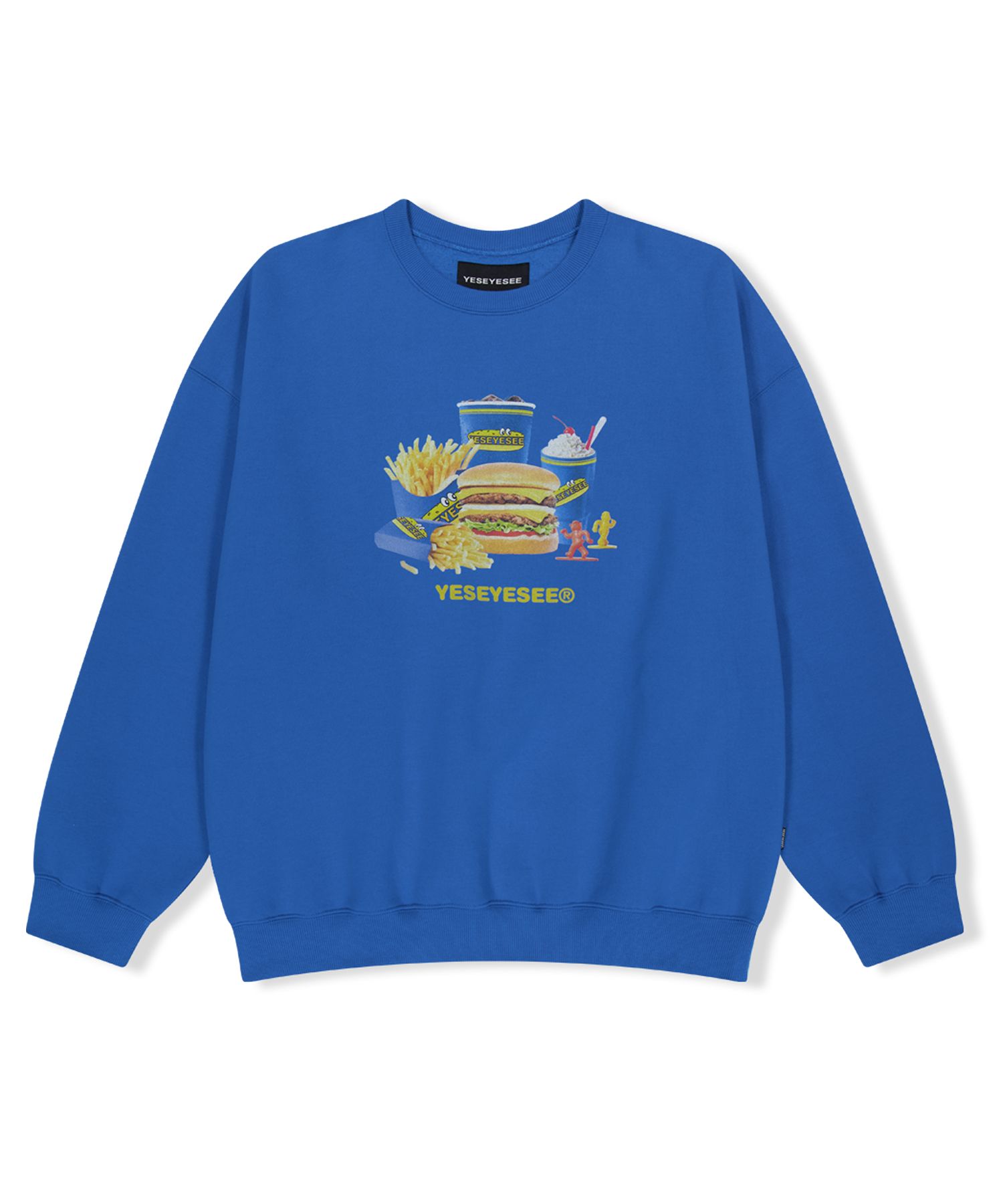 さらに100円引き◆YESEYESEE◆Y.E.S Burger Set Sweatshirt MUSINSA | YESEYESEE Y.E.S Burger Set Sweatshirt Blue