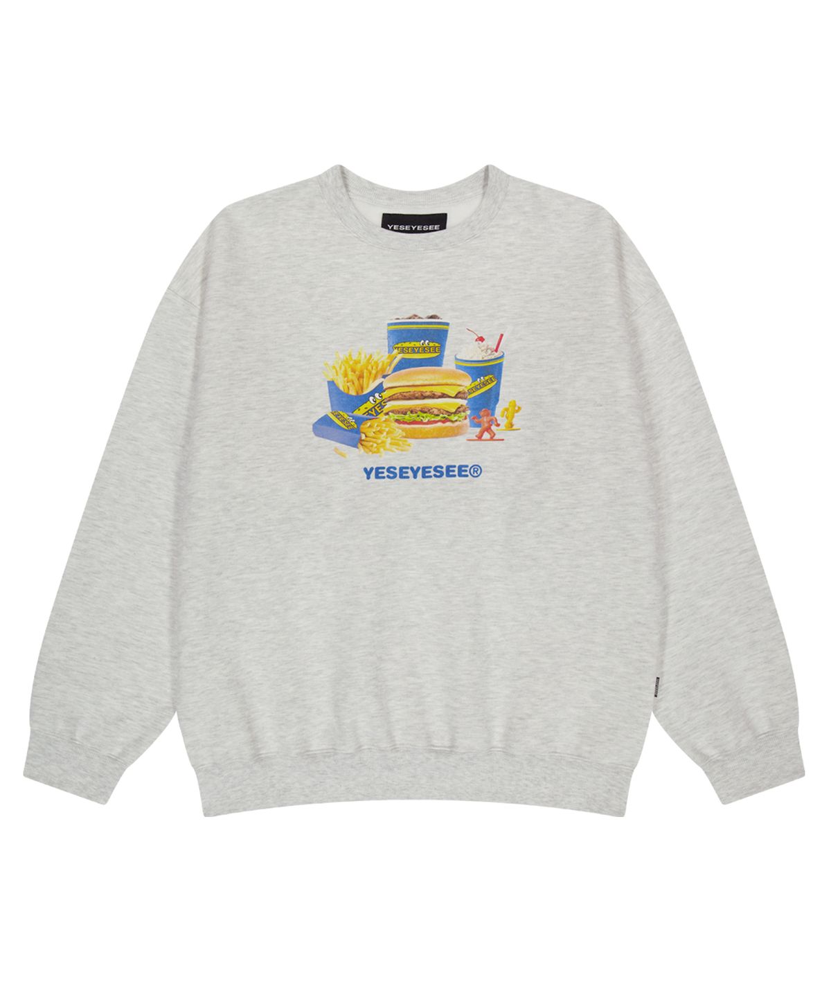 예스아이씨(YESEYESEE) Y.E.S Burger Set Sweatshirt Light Grey