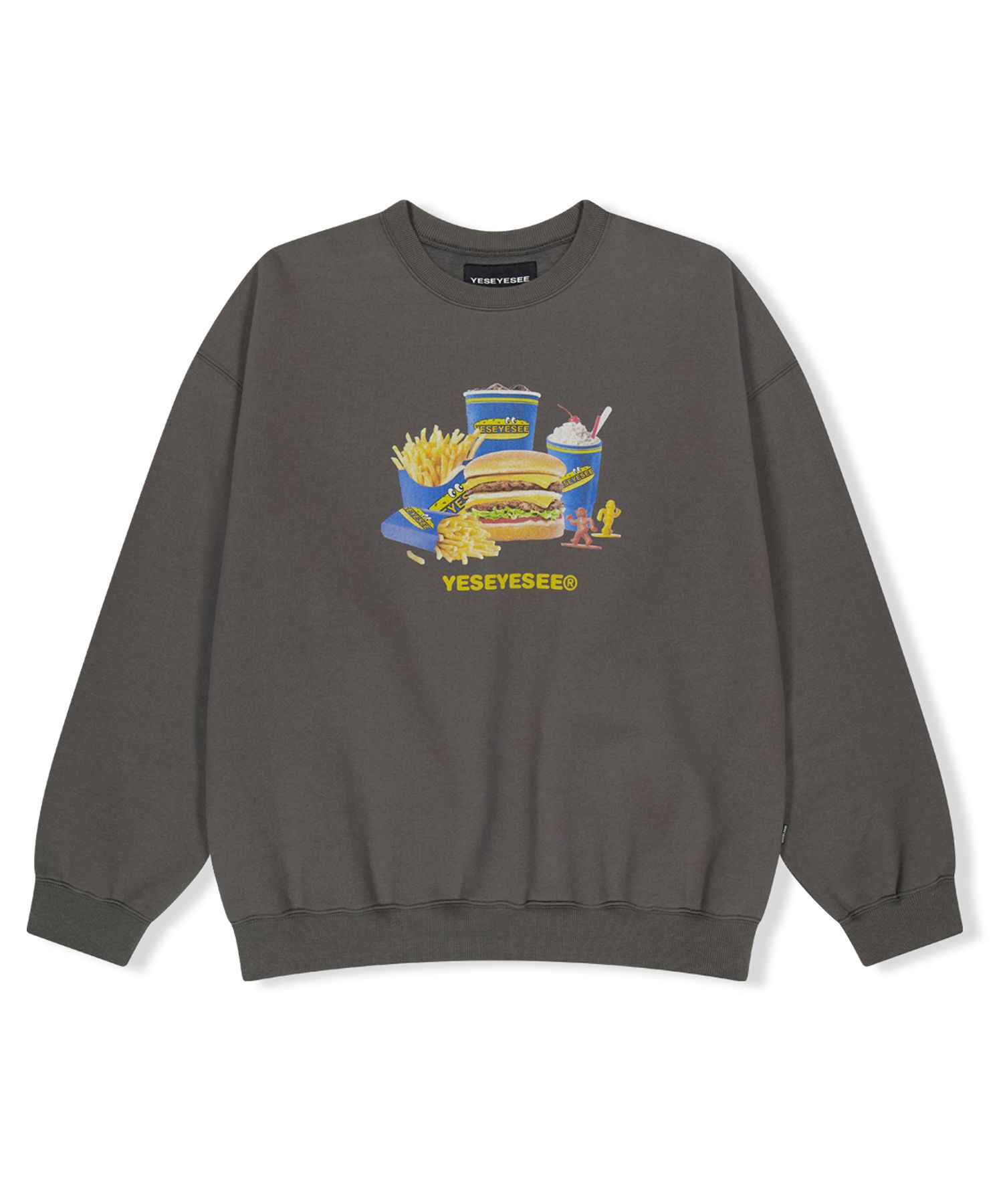 MUSINSA公式 | YESEYESEE Y.E.S Burger Set Sweatshirt Dark Grey