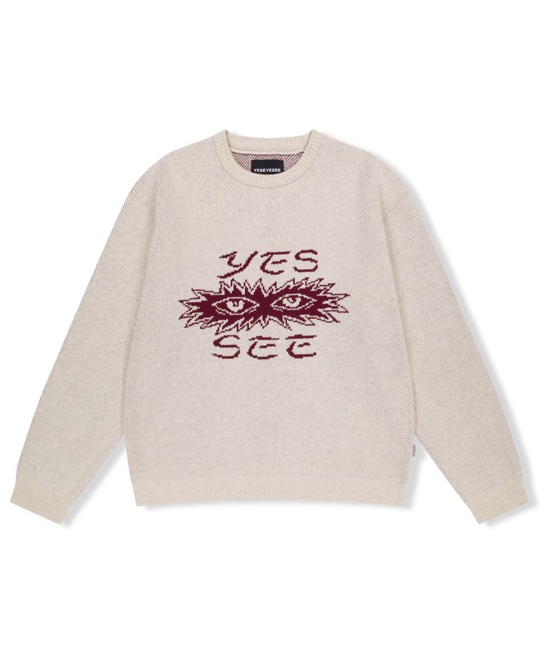 Eye Knit Pullover Sweater Oatmeal