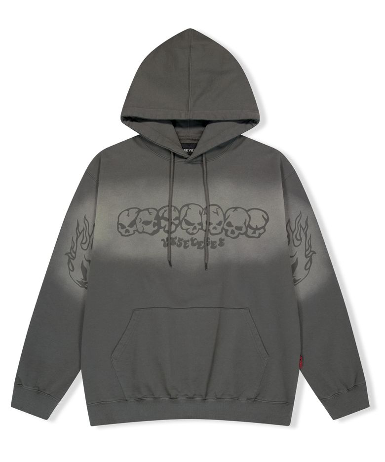 Y.E.S Fade-out Skull Hoodie Dark Grey