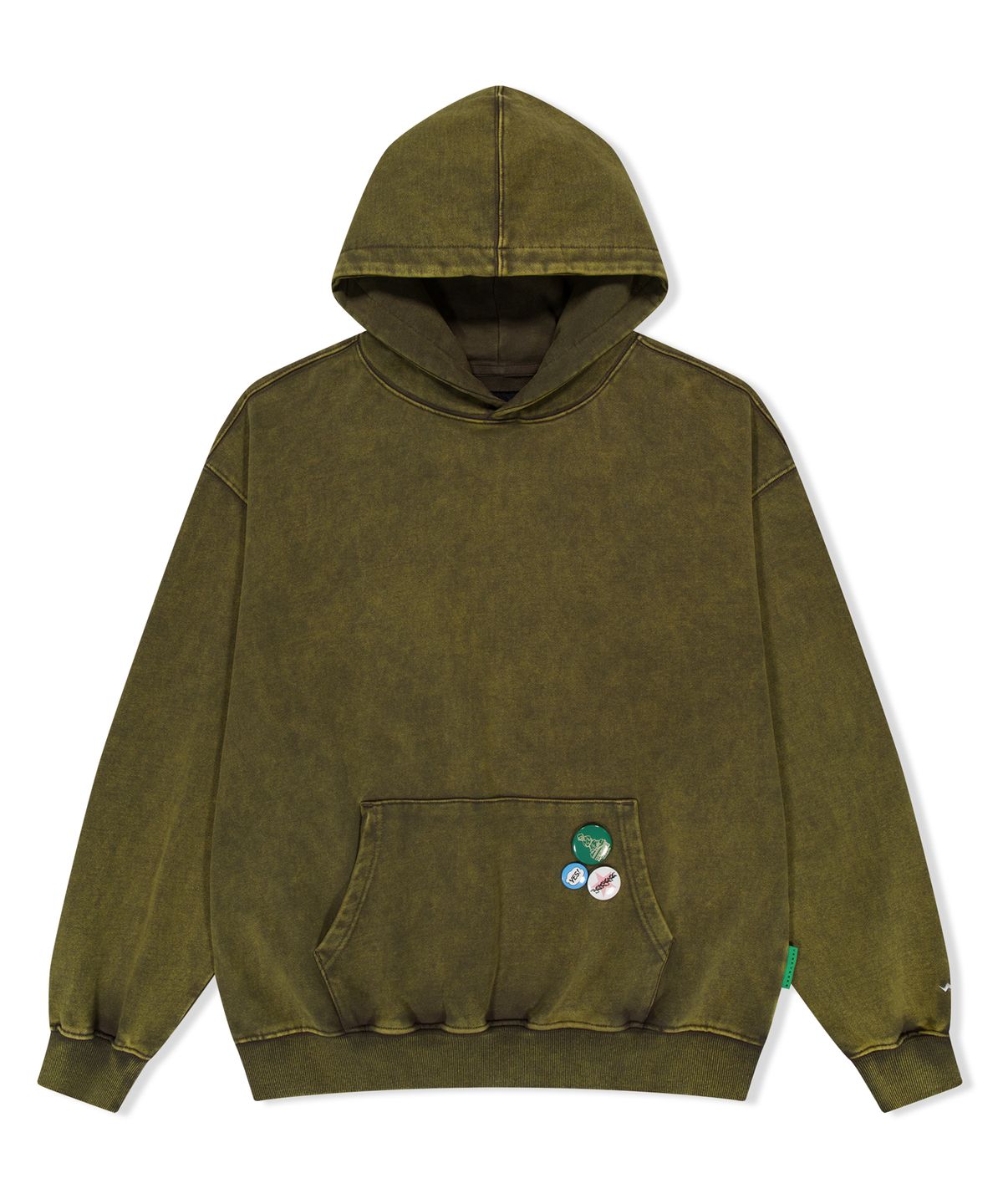 예스아이씨(YESEYESEE) Y.E.S Badges Hoodie Khaki