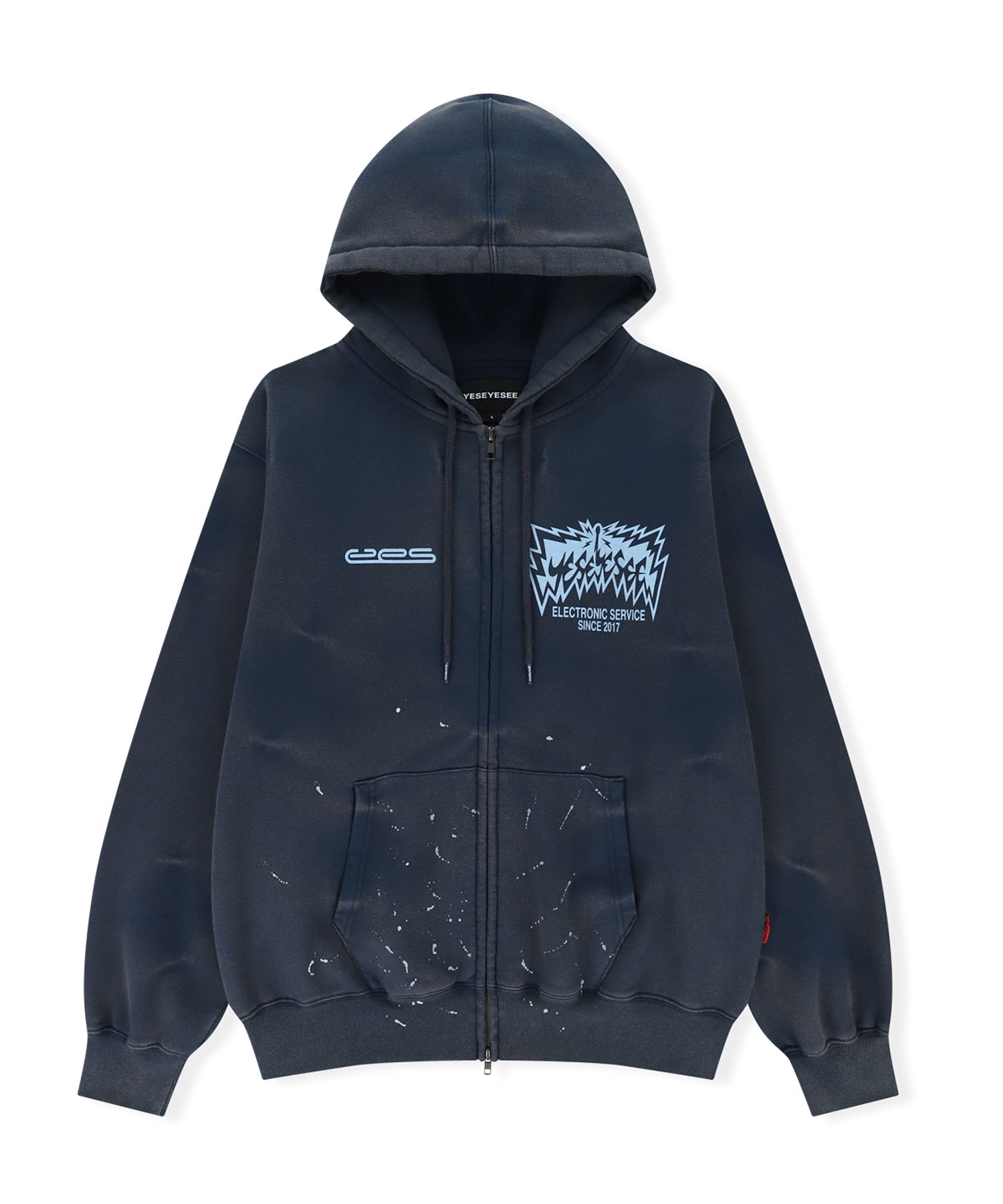 ■YESEYESEE■ YES Painted Zipup Hoodie Navy YS243TSWHZ01NAV MUSINSA | YESEYESEE Y.E.S Painted Zip-up Hoodie Navy
