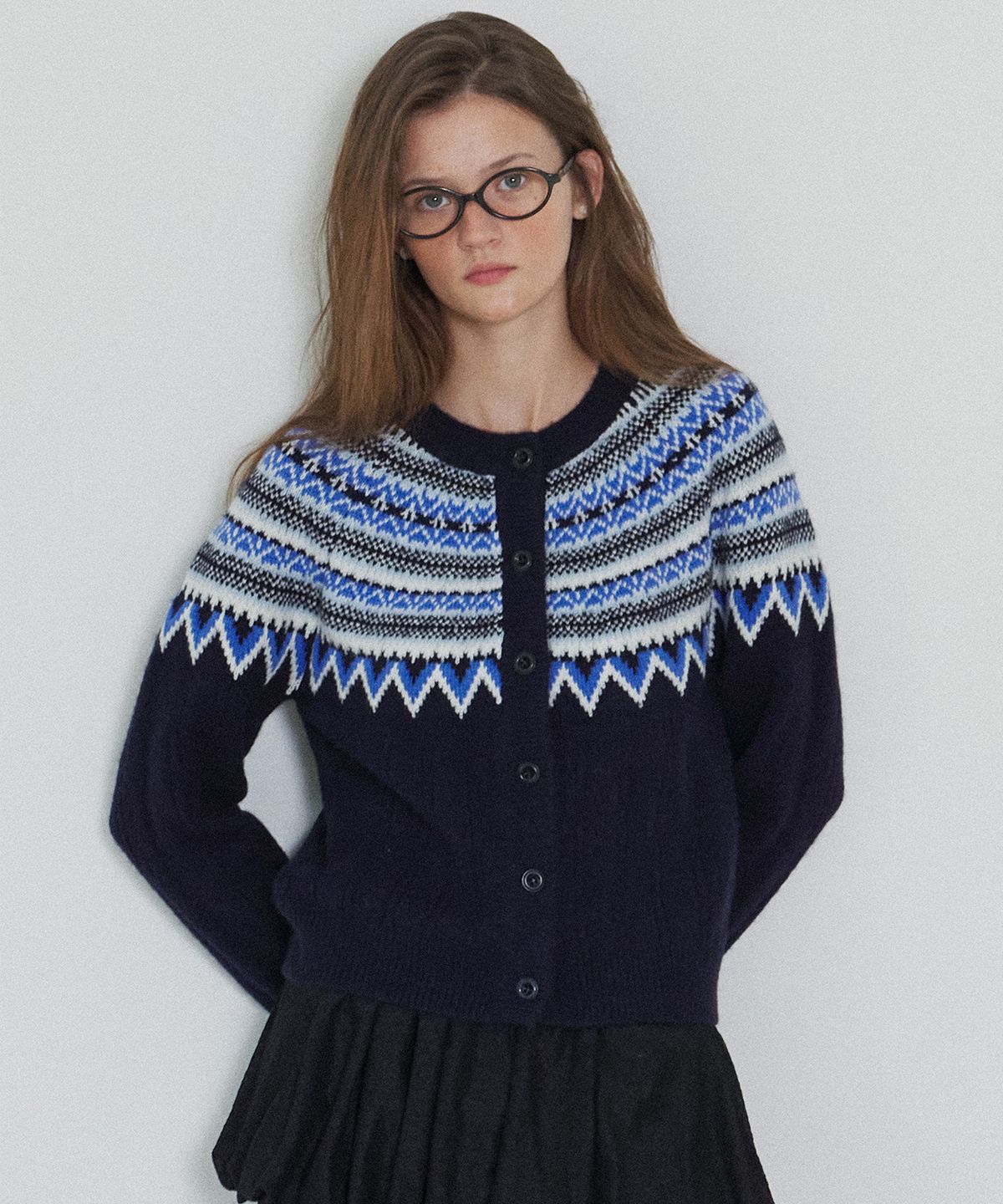 하우스 오브 폰드(HOUSE OF POND) Nordic alpaca vintage cardigan (Navy)